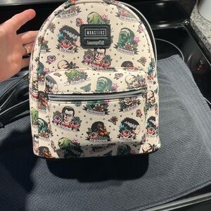 Loungefly Cream and Black Monster Character Backpack